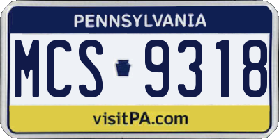 PA license plate MCS9318