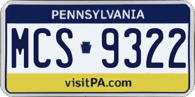 PA license plate MCS9322