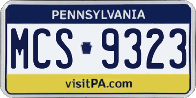 PA license plate MCS9323