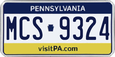 PA license plate MCS9324