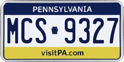PA license plate MCS9327