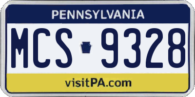 PA license plate MCS9328