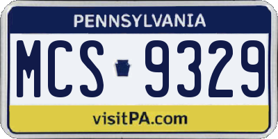PA license plate MCS9329