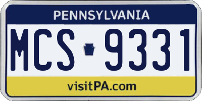 PA license plate MCS9331