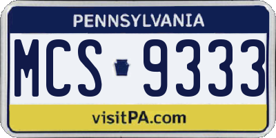 PA license plate MCS9333