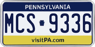 PA license plate MCS9336