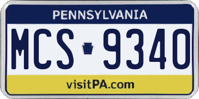 PA license plate MCS9340