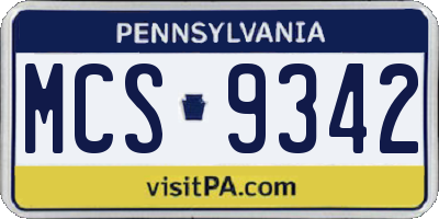PA license plate MCS9342