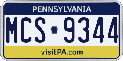 PA license plate MCS9344