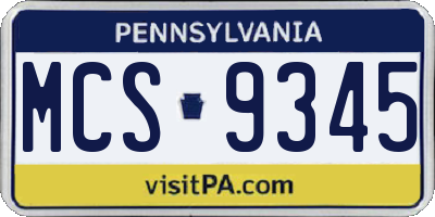 PA license plate MCS9345