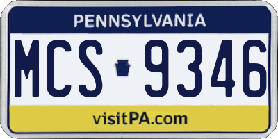 PA license plate MCS9346