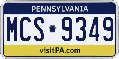 PA license plate MCS9349