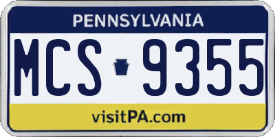 PA license plate MCS9355