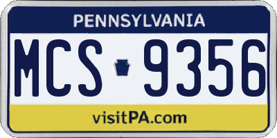 PA license plate MCS9356