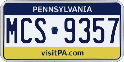 PA license plate MCS9357