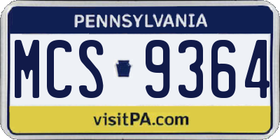 PA license plate MCS9364