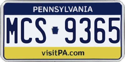 PA license plate MCS9365