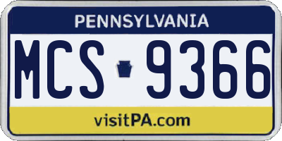 PA license plate MCS9366