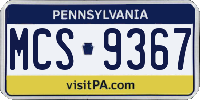 PA license plate MCS9367