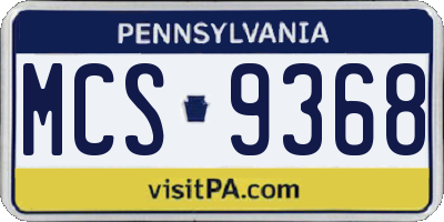 PA license plate MCS9368