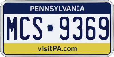 PA license plate MCS9369