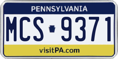 PA license plate MCS9371