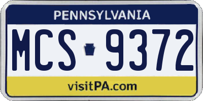 PA license plate MCS9372