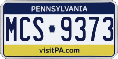 PA license plate MCS9373
