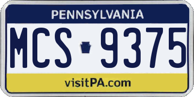 PA license plate MCS9375