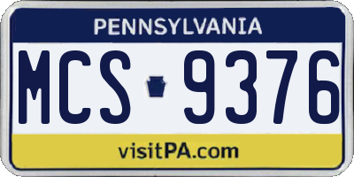 PA license plate MCS9376