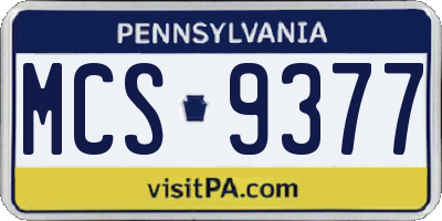 PA license plate MCS9377