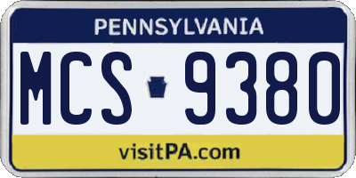 PA license plate MCS9380