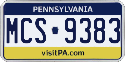 PA license plate MCS9383