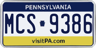 PA license plate MCS9386
