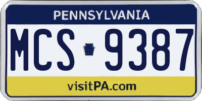 PA license plate MCS9387