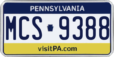 PA license plate MCS9388