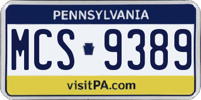 PA license plate MCS9389