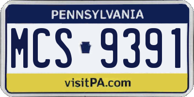 PA license plate MCS9391
