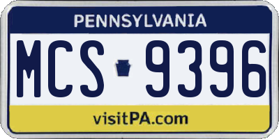 PA license plate MCS9396