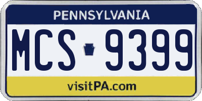 PA license plate MCS9399