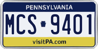 PA license plate MCS9401