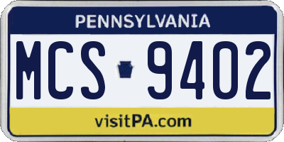 PA license plate MCS9402