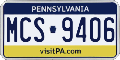 PA license plate MCS9406
