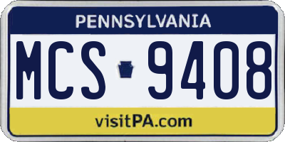 PA license plate MCS9408