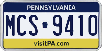 PA license plate MCS9410