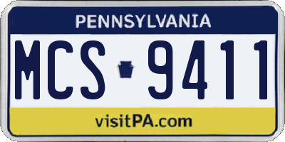 PA license plate MCS9411