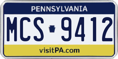 PA license plate MCS9412