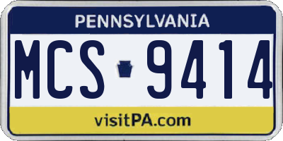 PA license plate MCS9414