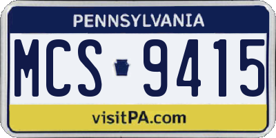 PA license plate MCS9415