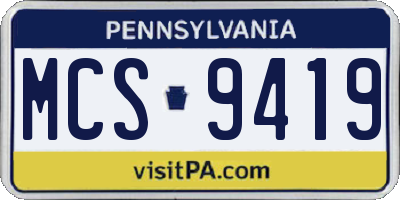 PA license plate MCS9419